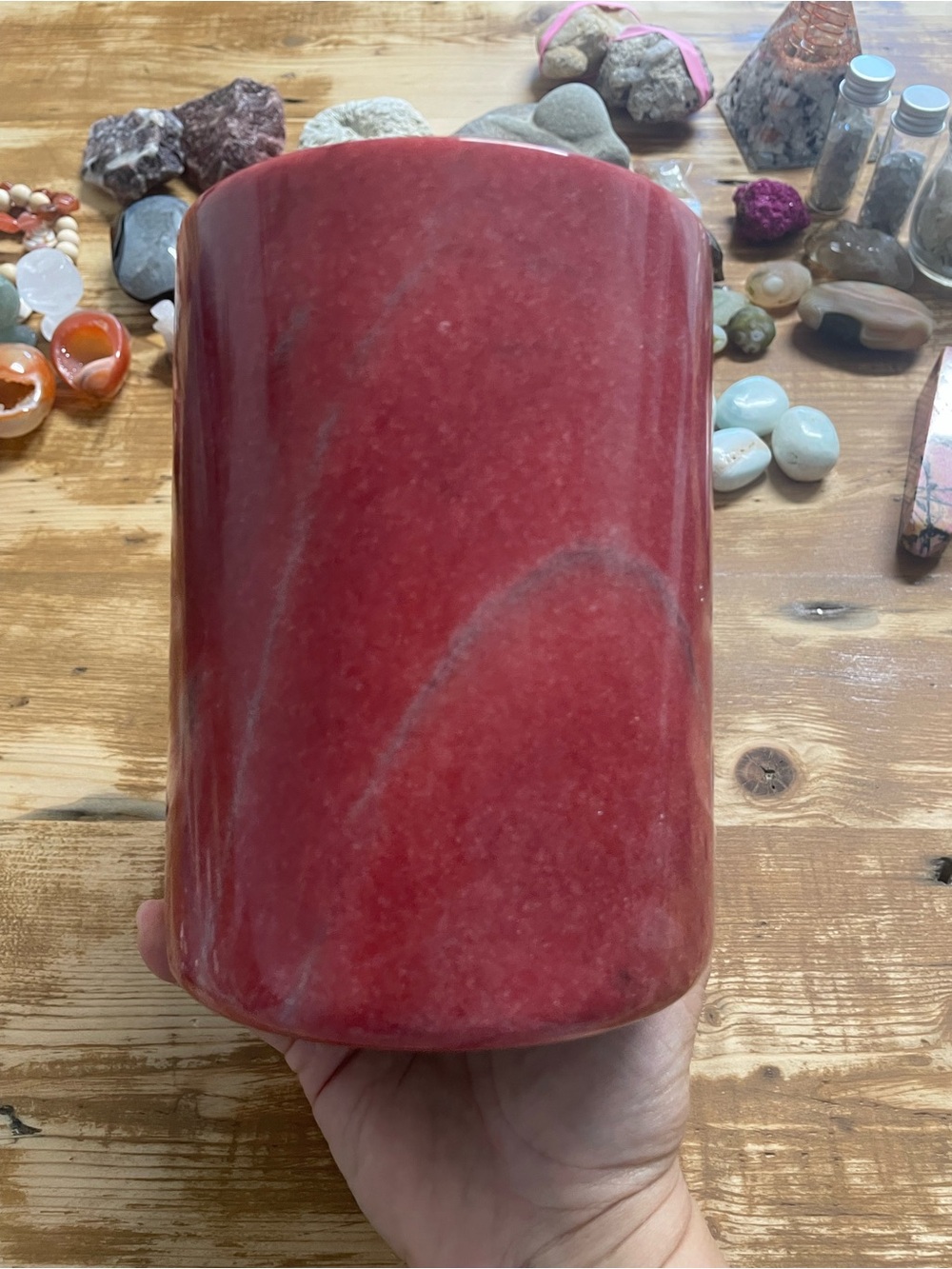 Solid stone. Red marble cutlery crock. - Picture 2 of 8